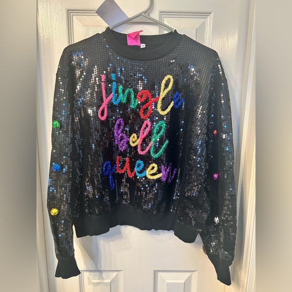 QUEEN OF SPARKLES Sweaters - Queen of sparkles Sequin Jingle Bell Queen Sweater